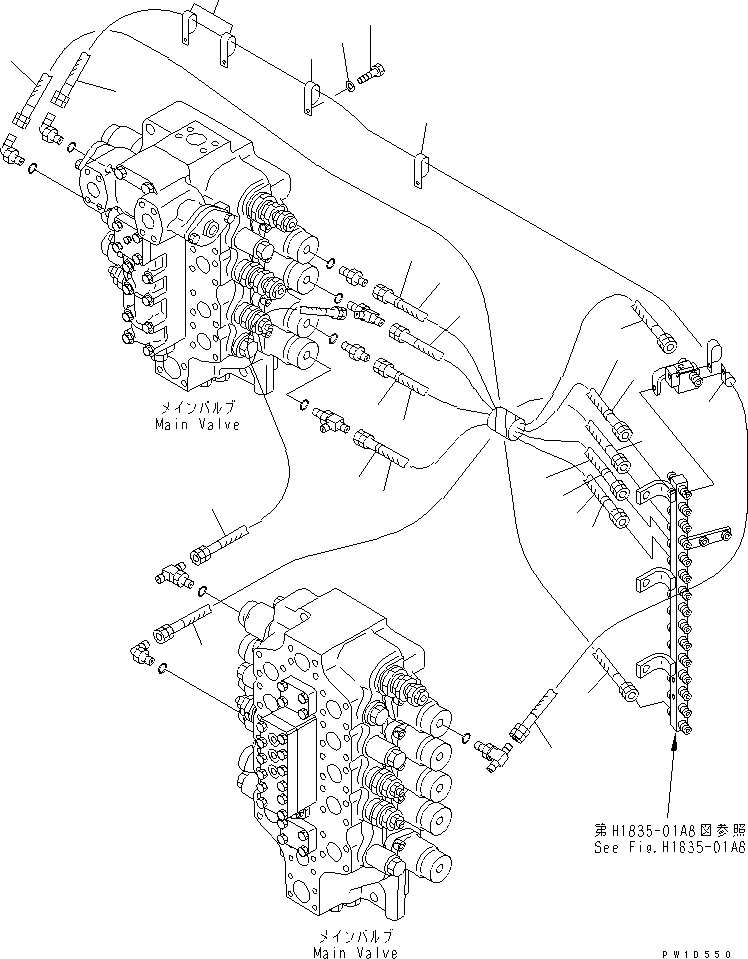 Схема запчастей Komatsu PC750-6 - PPC СТРЕЛА И ЛИНИЯ КОВША (НИЖН. РАЗГРУЗКА ТИП) (ДЛЯ ПОГРУЗ.)(№-) ГИДРАВЛИКА