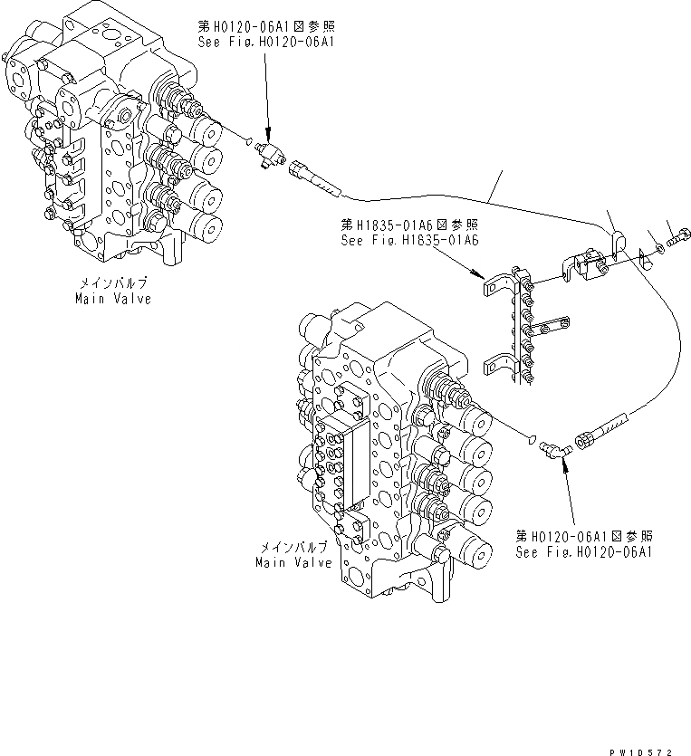 Схема запчастей Komatsu PC750-6 - PPC ЛИНИЯ УСИЛ. ПОДЪЕМА (ДЛЯ ПОГРУЗ.)(№-) ГИДРАВЛИКА