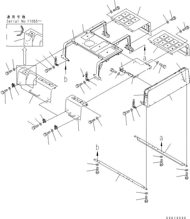 Схема запчастей Komatsu PC750-6 - КАПОТ (COVER)(№-) ЧАСТИ КОРПУСА