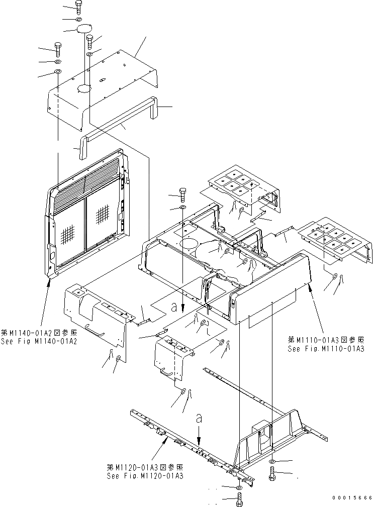 Схема запчастей Komatsu PC750-6 - КАПОТ (РАМА¤ УЛОВИТЕЛЬ И COVER¤ ПРАВ.)(№-) ЧАСТИ КОРПУСА