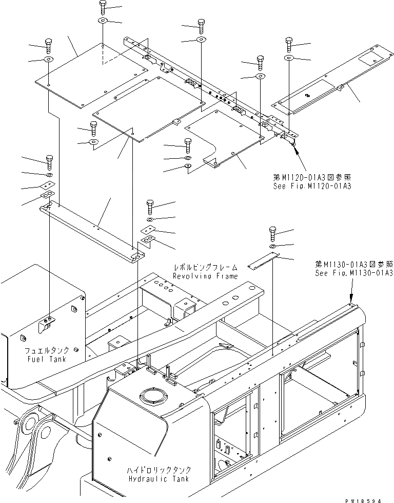 Схема запчастей Komatsu PC750-6 - КРЫШКА(ВЕРХН.) (КАБИНА)(№-) ЧАСТИ КОРПУСА