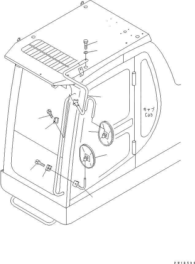 Схема запчастей Komatsu PC750-6 - ЗАДН. VIEW MIRROR¤ ЛЕВ. (СТУПЕНИ И КАБИНА )(№-) ЧАСТИ КОРПУСА