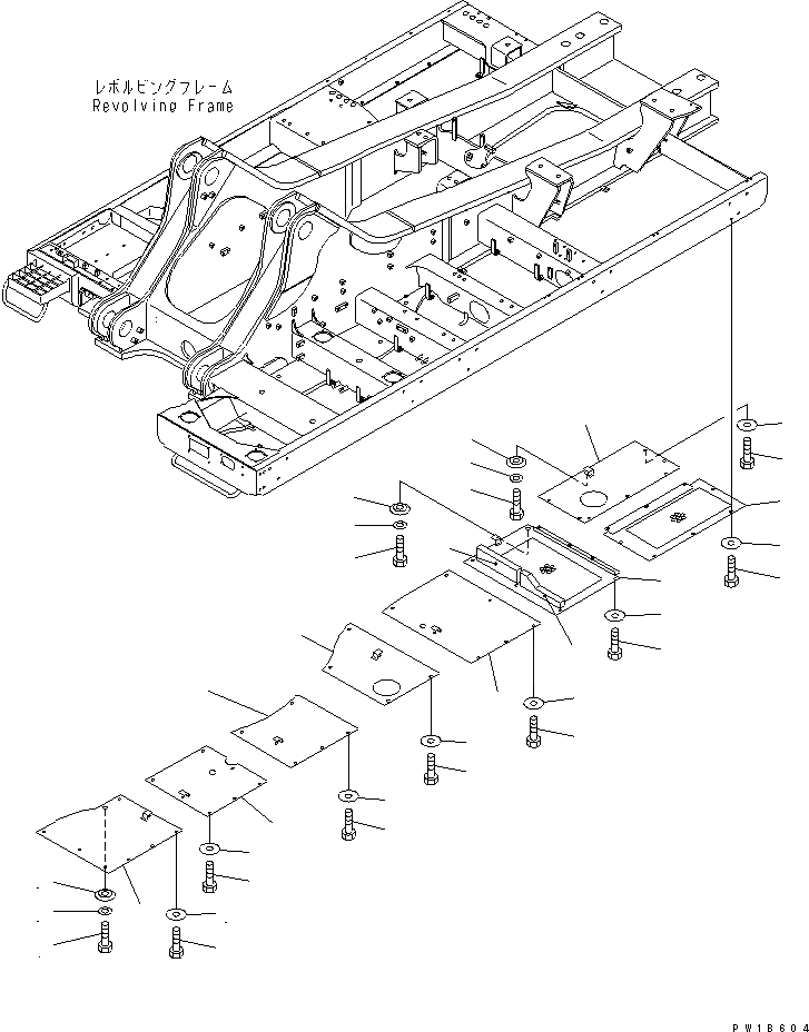 Схема запчастей Komatsu PC750-6 - НИЖН. КРЫШКА (УСИЛ.) (ОСНОВНАЯ РАМА) (ЛЕВ.)(№-) ЧАСТИ КОРПУСА