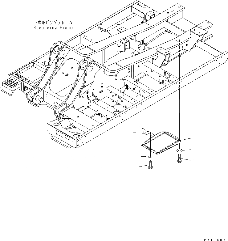 Схема запчастей Komatsu PC750-6 - НИЖН. КРЫШКА (ОСНОВНАЯ РАМА) (ЦЕНТР.)(№-) ЧАСТИ КОРПУСА