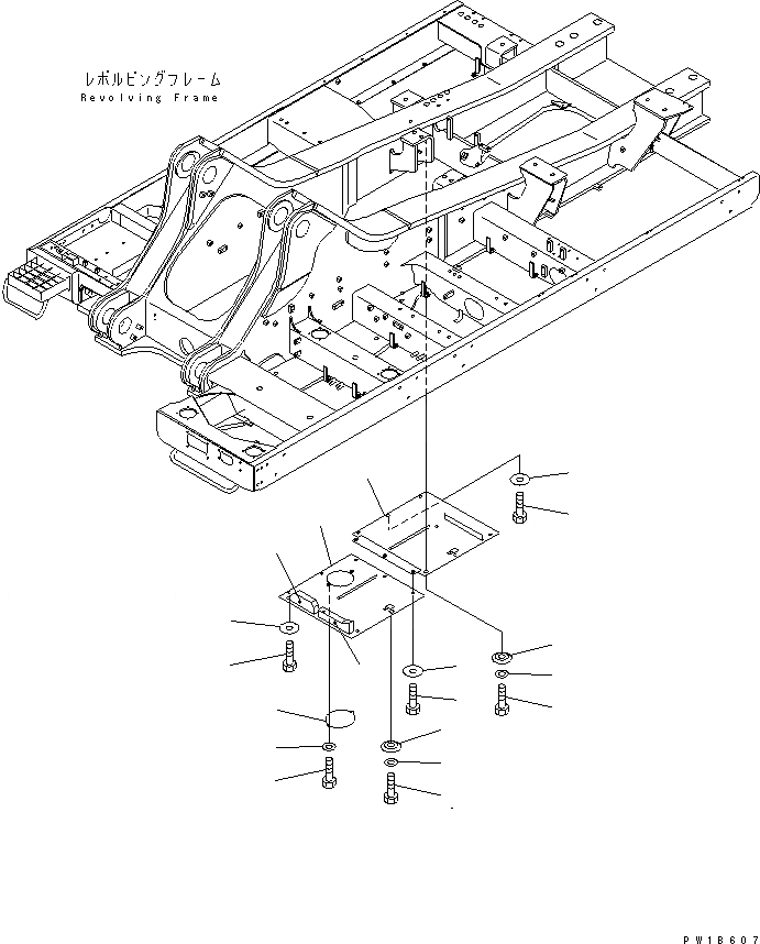 Схема запчастей Komatsu PC750-6 - НИЖН. КРЫШКА (УСИЛ.) (ОСНОВНАЯ РАМА) (ПРАВ.)(№-) ЧАСТИ КОРПУСА