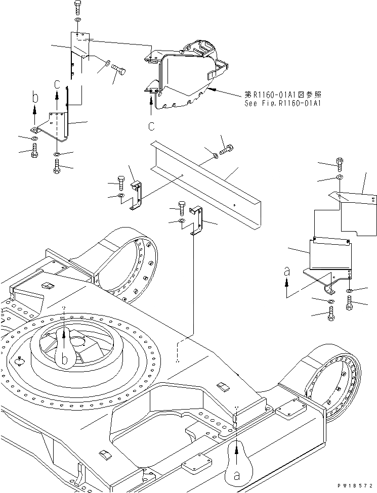 Схема запчастей Komatsu PC750-6 - ХОД MOTER COVER(№-) ХОДОВАЯ