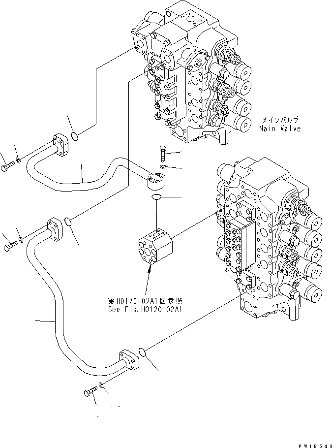 Схема запчастей Komatsu PC750-6-AM - КЛАПАН ПОДАЮЩ. ТРУБЫ (ПРЯМ. ХОД)(№-) ГИДРАВЛИКА