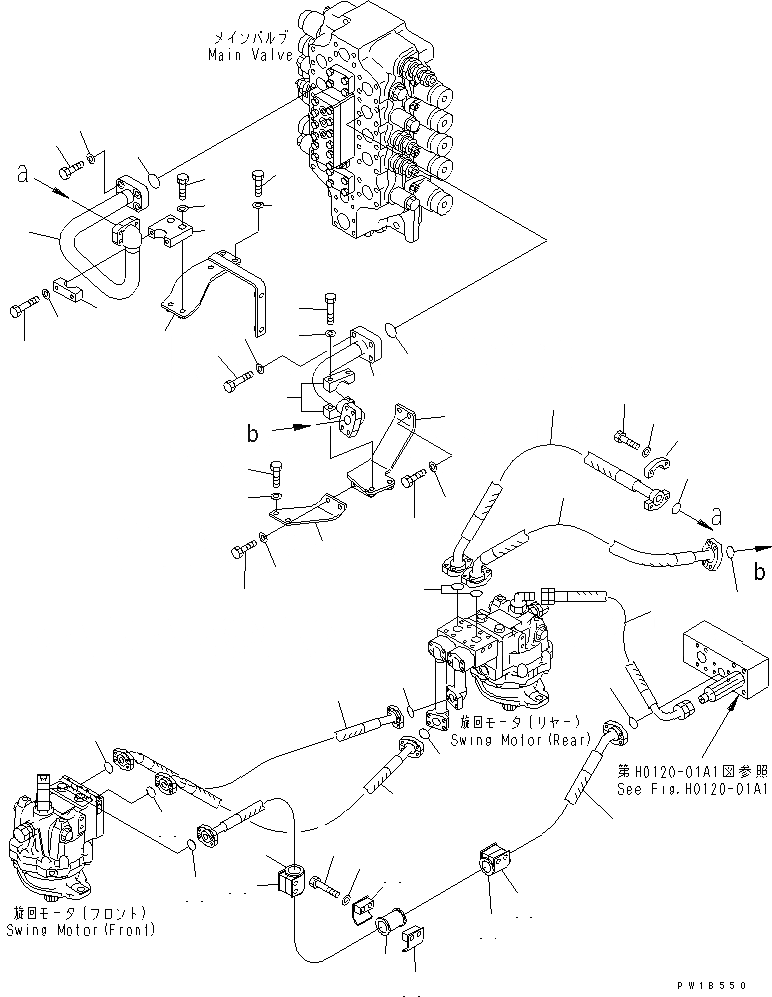 Схема запчастей Komatsu PC750-6-AM - КЛАПАН ПОДАЮЩ. ТРУБЫ (ПОВОРОТН.)(№-) ГИДРАВЛИКА