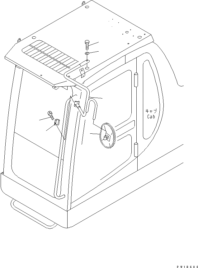 Схема запчастей Komatsu PC750-6-AM - ЗАДН. VIEW MIRROR¤ ЛЕВ. (СТУПЕНИ)(№-) ЧАСТИ КОРПУСА