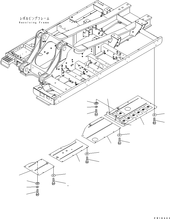 Схема запчастей Komatsu PC750-6-AM - НИЖН. КРЫШКА (ОСНОВНАЯ РАМА) (ЛЕВ.)(№-) ЧАСТИ КОРПУСА