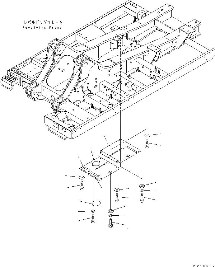 Схема запчастей Komatsu PC750-6-AM - НИЖН. КРЫШКА (УСИЛ.) (ОСНОВНАЯ РАМА) (ПРАВ.)(№-) ЧАСТИ КОРПУСА