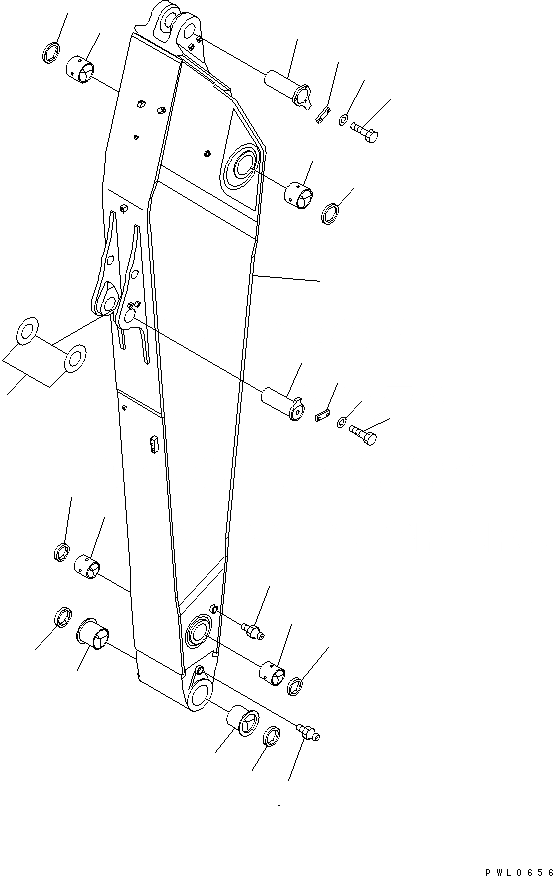 Схема запчастей Komatsu PC750-6-AM - РУКОЯТЬ (.M) (ПОЛУ УДЛИНН. РУКОЯТЬ) РАБОЧЕЕ ОБОРУДОВАНИЕ