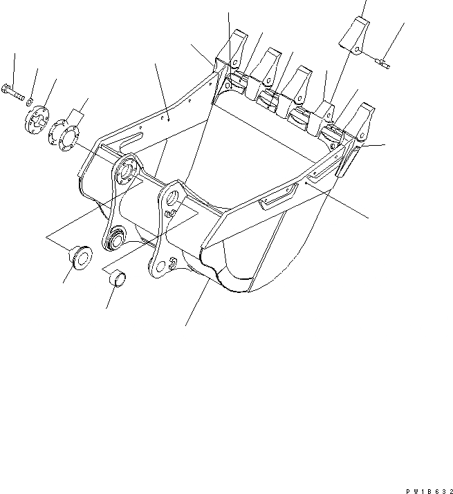 Схема запчастей Komatsu PC750-6-AM - КОВШ .M(CECE .M)¤ 9MM (ГОРИЗОНТАЛЬН. ПАЛЕЦ) (БЕЗ WEAR ПЛАСТИНА)(№-) РАБОЧЕЕ ОБОРУДОВАНИЕ