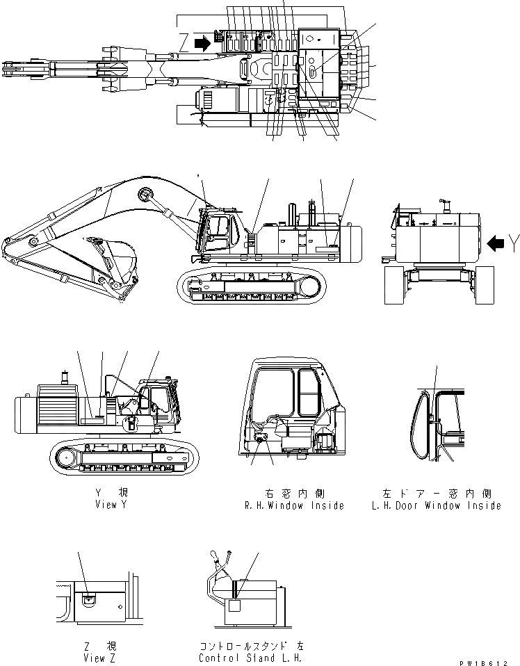 Схема запчастей Komatsu PC750-6-AM - МАРКИРОВКА (СИДЕНЬЕ И БУКВЕНН. МАРКИРОВКА) (ЯПОН.)(№-) МАРКИРОВКА