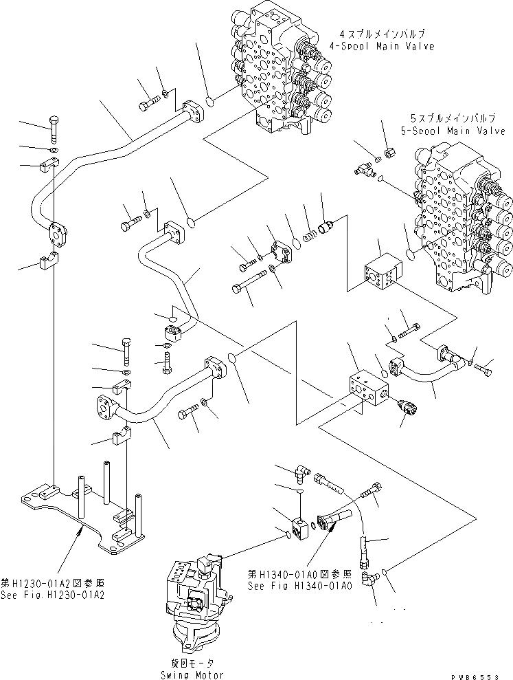 Схема запчастей Komatsu PC750-6 - КЛАПАН ПОДАЮЩ. ТРУБЫ (КОВШ) (НИЖН. РАЗГРУЗКА ТИП) (ДЛЯ ПОГРУЗ.)(№-999) ГИДРАВЛИКА