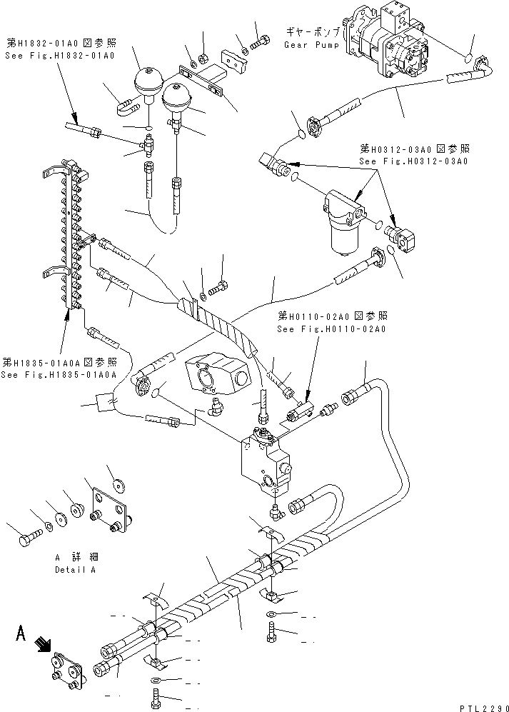 Схема запчастей Komatsu PC750-6 - ЛИНИЯ НАСОСА PPC(№9-999) ГИДРАВЛИКА