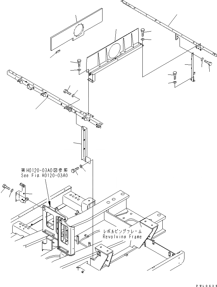 Схема запчастей Komatsu PC750-6 - РАМА (ОТСЕК ДВИГАТЕЛЯ) (КАБИНА) (СО СЪЕМОМ ПРОТИВОВЕСА)(№7-8) ЧАСТИ КОРПУСА