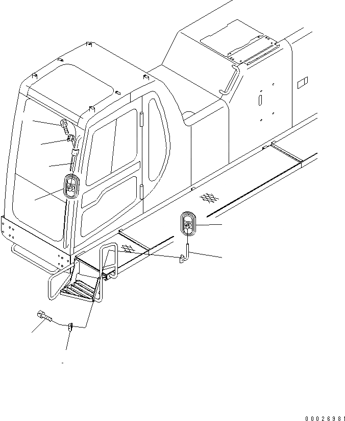 Схема запчастей Komatsu PC750-6 - ЗАДН. VIEW MIRROR¤ ЛЕВ. (СТУПЕНИ И КАБИНА )(№-9) ЧАСТИ КОРПУСА