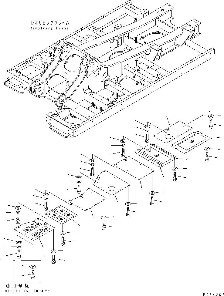 Схема запчастей Komatsu PC750-6 - НИЖН. КРЫШКА (УСИЛ.) (ОСНОВНАЯ РАМА) (ЛЕВ.)(№-999) ЧАСТИ КОРПУСА