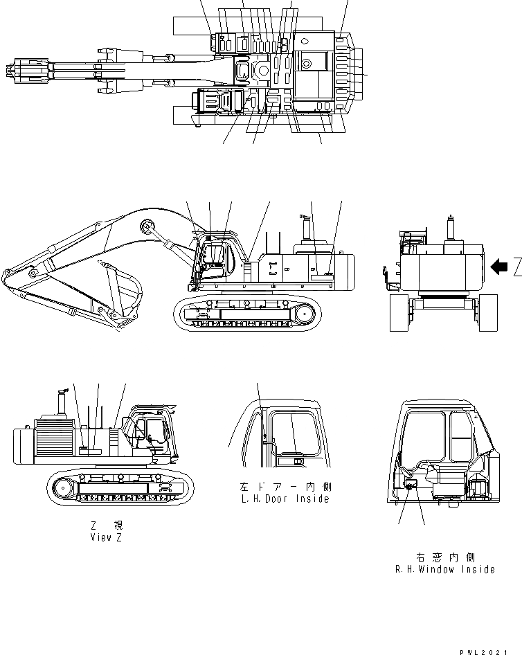 Схема запчастей Komatsu PC750-6 - МАРКИРОВКА (СИДЕНЬЕ И БУКВЕНН. МАРКИРОВКА) (АНГЛ.)(№9-999) МАРКИРОВКА