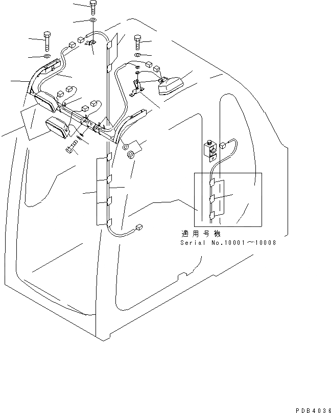 Схема запчастей Komatsu PC750-6 - ДОПОЛН. РАБОЧ. ОСВЕЩЕНИЕ (/)(№-999) ЭЛЕКТРИКА