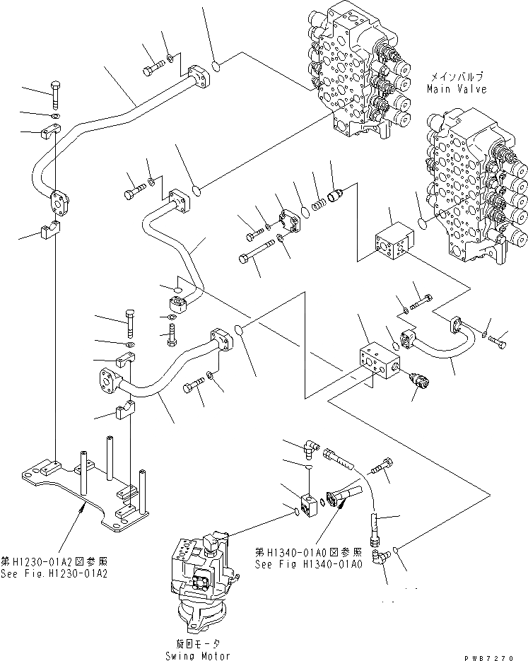 Схема запчастей Komatsu PC750-6 - КЛАПАН ПОДАЮЩ. ТРУБЫ (КОВШ) (СЕРВИСНЫЙ КЛАПАН)(№-999) ГИДРАВЛИКА