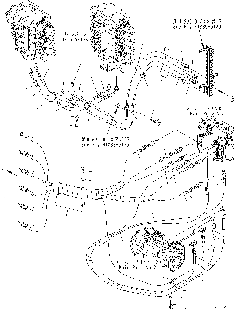 Схема запчастей Komatsu PC750-6 - OLSS ЛИНИЯ(№9-999) ГИДРАВЛИКА