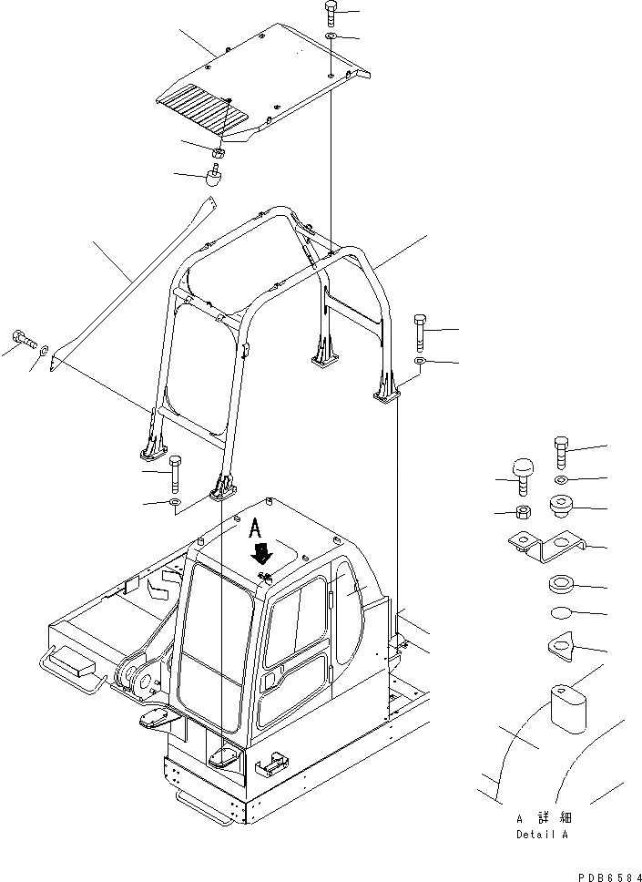 Схема запчастей Komatsu PC750-6 - F.O.P.S. (ДЛЯ ВЫС. КАБИНА)(№-8) КАБИНА ОПЕРАТОРА И СИСТЕМА УПРАВЛЕНИЯ