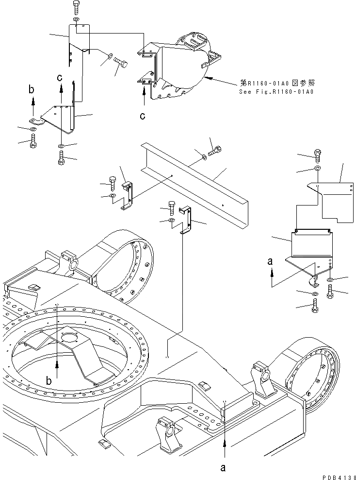 Схема запчастей Komatsu PC750-6 - ХОД MOTER COVER(№-999) ХОДОВАЯ