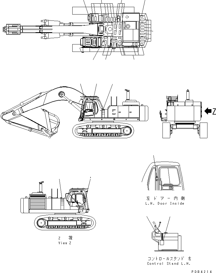 Схема запчастей Komatsu PC750-6 - МАРКИРОВКА (OPERATING И ПРЕДУПРЕЖДАЮЩ. МАРКИРОВКА) (ЯПОН.)(№-8) МАРКИРОВКА