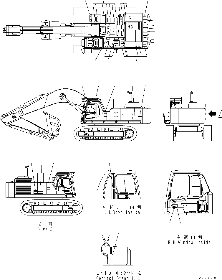 Схема запчастей Komatsu PC750-6 - МАРКИРОВКА (СИДЕНЬЕ И БУКВЕНН. МАРКИРОВКА) (ЯПОН.)(№9-999) МАРКИРОВКА