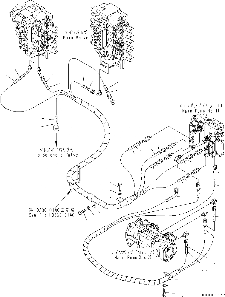 Схема запчастей Komatsu PC750-7 - LSS ЛИНИЯ ГИДРАВЛИКА