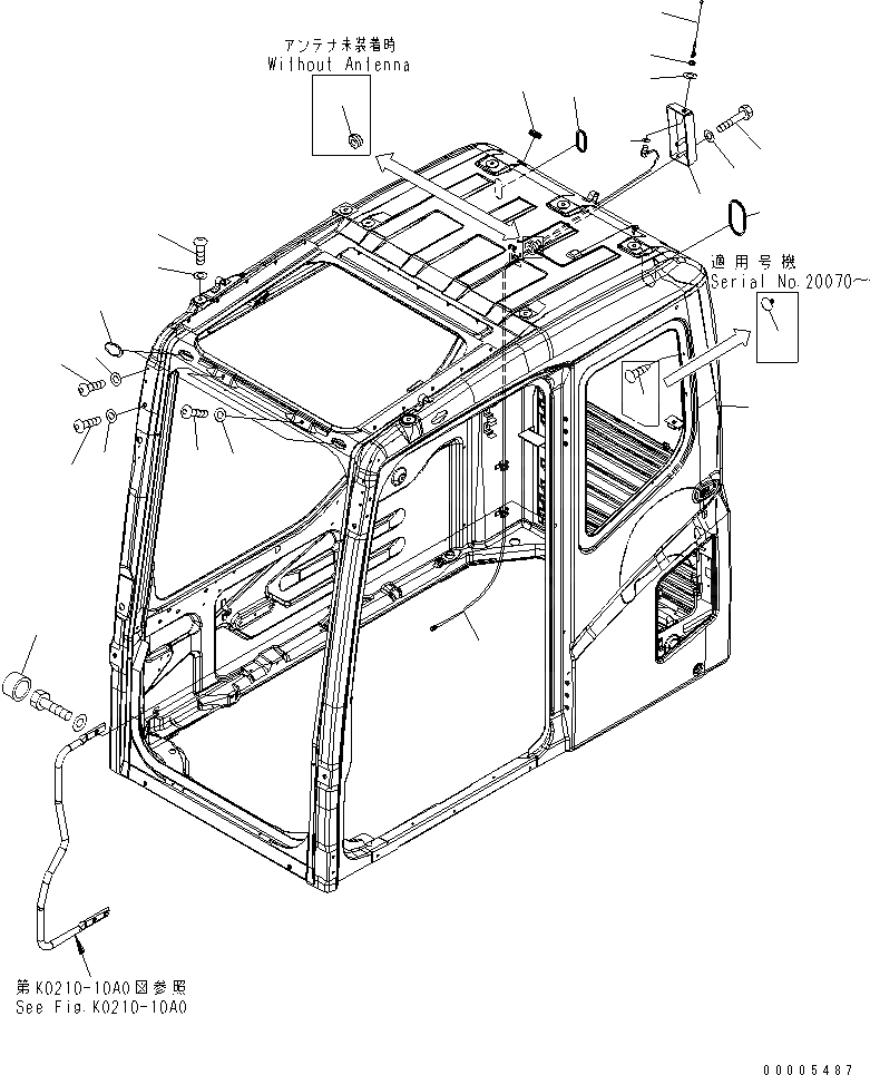 Схема запчастей Komatsu PC750-7 - КАБИНА (БОЛТ И ANNTENA) (KOMTRAX) КАБИНА ОПЕРАТОРА И СИСТЕМА УПРАВЛЕНИЯ