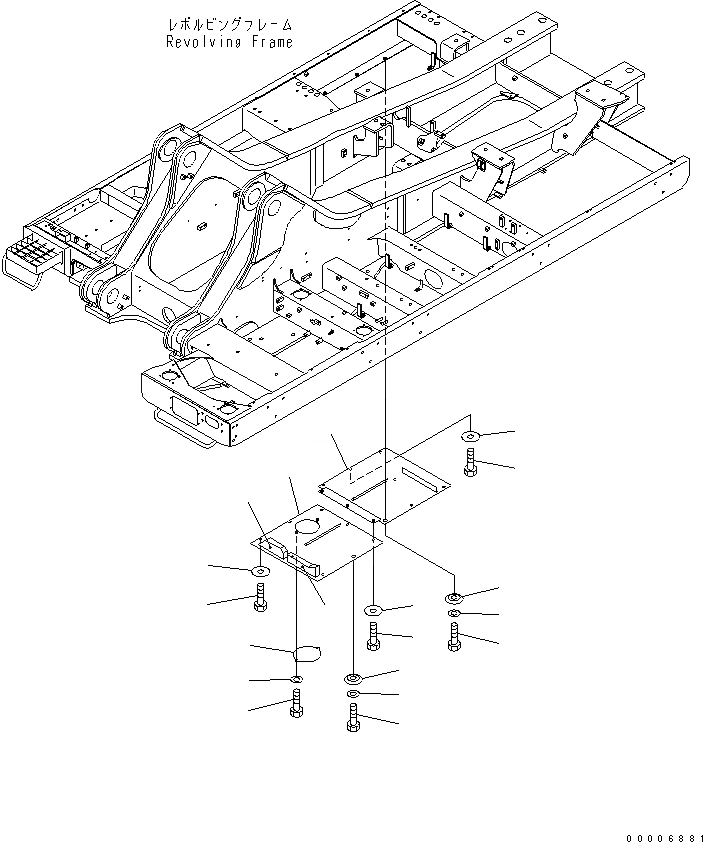 Схема запчастей Komatsu PC750-7 - НИЖН. КРЫШКА (УСИЛ.) (ОСНОВНАЯ РАМА) (ПРАВ.) ЧАСТИ КОРПУСА