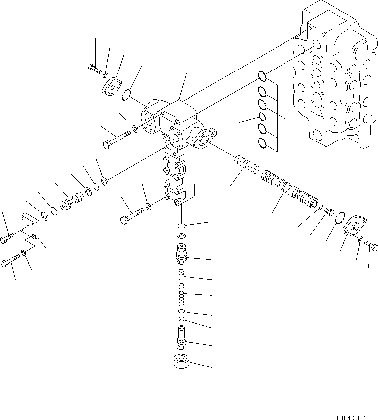 Схема запчастей Komatsu PC750-7-M1 - ОСНОВН. КЛАПАН (4-Х СЕКЦИОНН.) (/) ОСНОВН. КОМПОНЕНТЫ И РЕМКОМПЛЕКТЫ