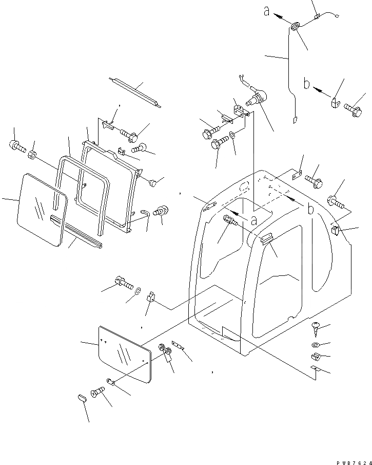 Схема запчастей Komatsu PC750LC-6 - КАБИНА (ПЕРЕДН. ОКНА)(№-) КАБИНА ОПЕРАТОРА И СИСТЕМА УПРАВЛЕНИЯ