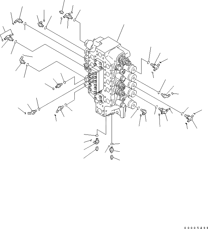 Схема запчастей Komatsu PC750LC-7K - ОСНОВН. КЛАПАН (5-СЕКЦИОНН. КЛАПАН) (СОЕДИНИТЕЛЬН. ЧАСТИ) ГИДРАВЛИКА