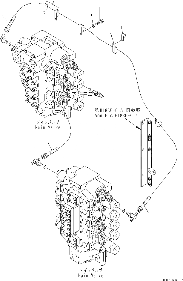 Схема запчастей Komatsu PC750LC-7K - PPC СТРЕЛА И ЛИНИЯ КОВША ( ATT) ГИДРАВЛИКА
