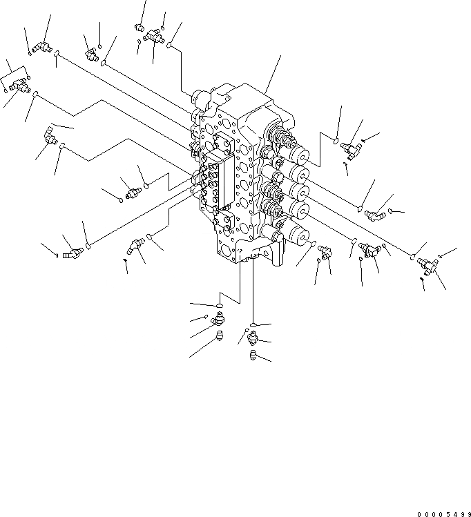 Схема запчастей Komatsu PC750LC-7 - ОСНОВН. КЛАПАН (5-СЕКЦИОНН. КЛАПАН) (СОЕДИНИТ. ЧАСТИ) ГИДРАВЛИКА
