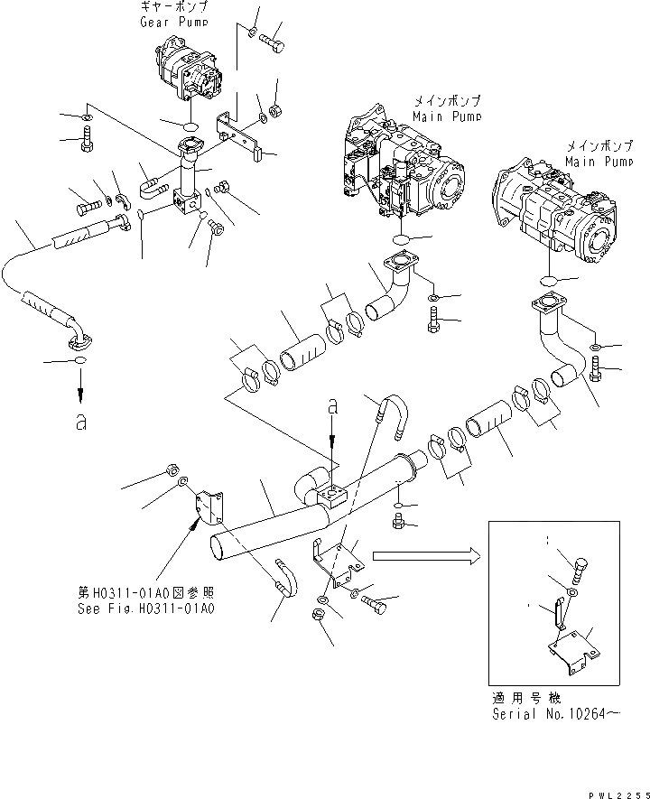 Схема запчастей Komatsu PC750LC-6 - ВСАСЫВ. ТРУБЫ (НАСОС)(№9-999) ГИДРАВЛИКА