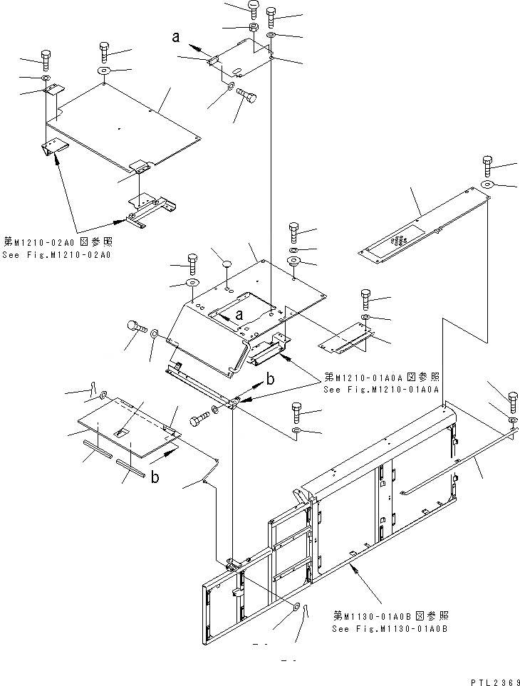 Схема запчастей Komatsu PC750LC-6 - КРЫШКА(ВЕРХН.) (COVER) (КАБИНА) (БЕЗ F.O.P.S.)(№9-999) ЧАСТИ КОРПУСА