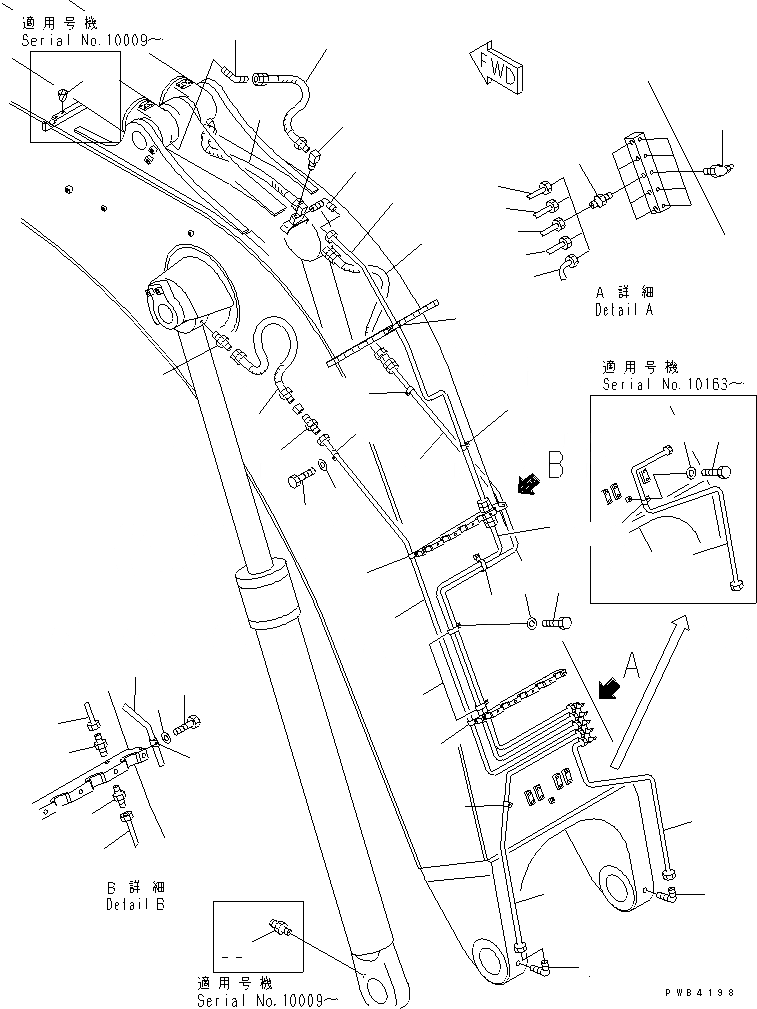 Схема запчастей Komatsu PC750LC-6 - СТРЕЛА (7.M) (СМАЗКА) (ДЛЯ ЭКСКАВАТ.)(№-8) РАБОЧЕЕ ОБОРУДОВАНИЕ