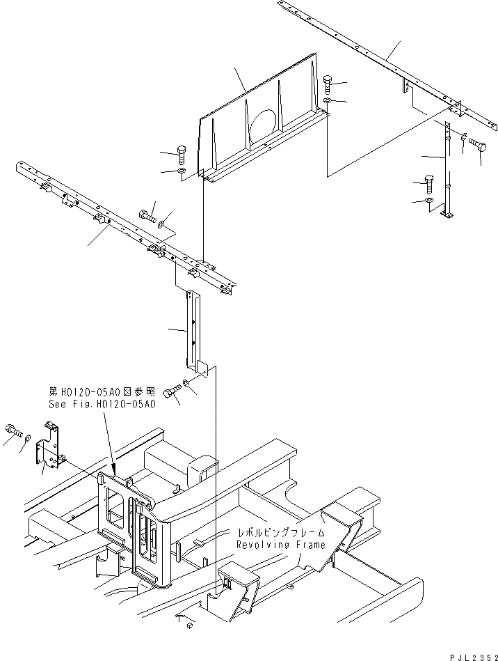 Схема запчастей Komatsu PC750LC-6K-01 - РАМА (ОТСЕК ДВИГАТЕЛЯ) (КАБИНА)(№K-K999) ЧАСТИ КОРПУСА