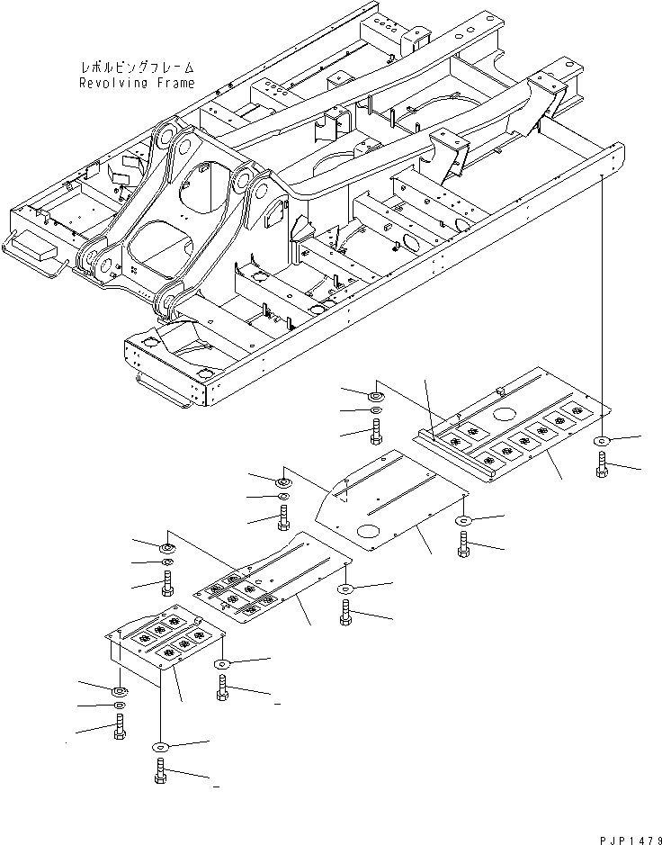 Схема запчастей Komatsu PC750LC-6K-01 - НИЖН. КРЫШКА (ОСНОВНАЯ РАМА) (ЛЕВ.)(№K-K999) ЧАСТИ КОРПУСА