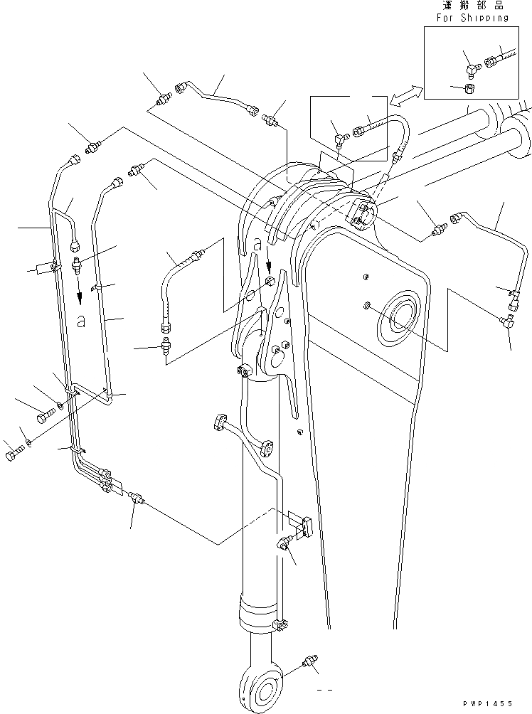 Схема запчастей Komatsu PC750LC-6K-01 - РУКОЯТЬ (.M) (СМАЗКА) (ДЛЯ ЭКСКАВАТ.) РАБОЧЕЕ ОБОРУДОВАНИЕ