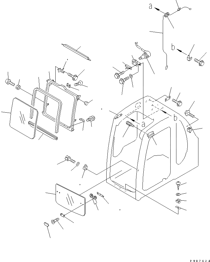 Схема запчастей Komatsu PC750SE-6 - КАБИНА (ПЕРЕДН. ОКНА)(№-) КАБИНА ОПЕРАТОРА И СИСТЕМА УПРАВЛЕНИЯ