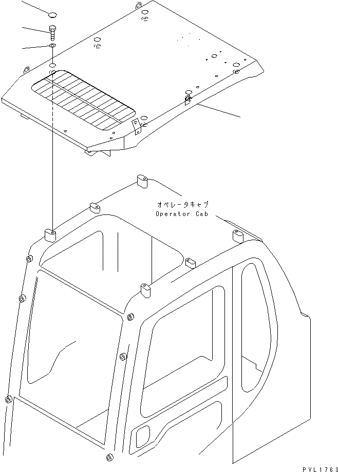 Схема запчастей Komatsu PC750SE-6 - ВЕРХНЯЯ ЗАЩИТА(№9-) КАБИНА ОПЕРАТОРА И СИСТЕМА УПРАВЛЕНИЯ