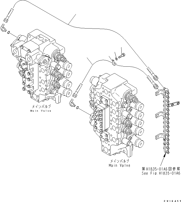 Схема запчастей Komatsu PC750SE-6-AM - PPC ЛИНИЯ ХОДА(№-) ГИДРАВЛИКА