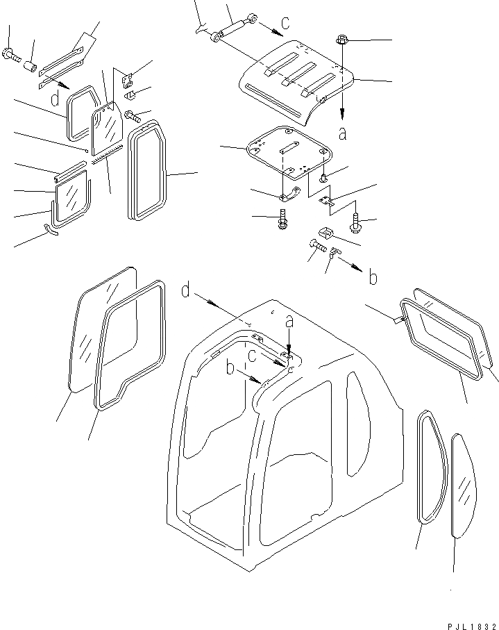 Схема запчастей Komatsu PC750SE-6-AM - КАБИНА (ОКНА И ВЕНТИЛЯТОР В КРЫШЕ)(№-) КАБИНА ОПЕРАТОРА И СИСТЕМА УПРАВЛЕНИЯ