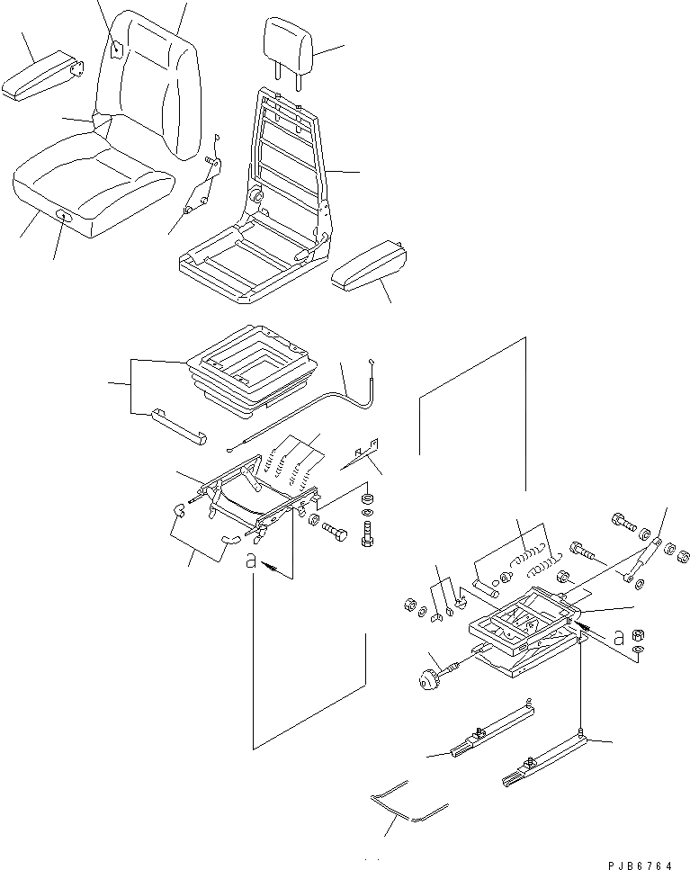 Схема запчастей Komatsu PC750SE-6-AM - СИДЕНЬЕ ОПЕРАТОРА В СБОРЕ (НАКЛОН.) (С ВОЗД. ПОДВЕСКОЙ) ОСНОВН. КОМПОНЕНТЫ И РЕМКОМПЛЕКТЫ